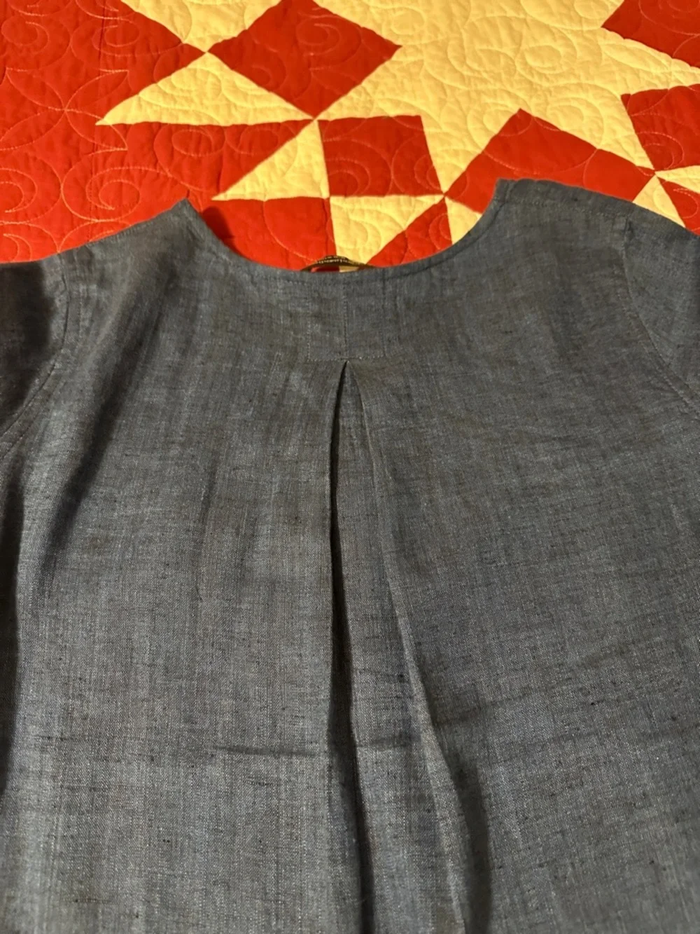 Women’s Blue Heather Bell Sleeve High-Low Top - Picture 6 of 6